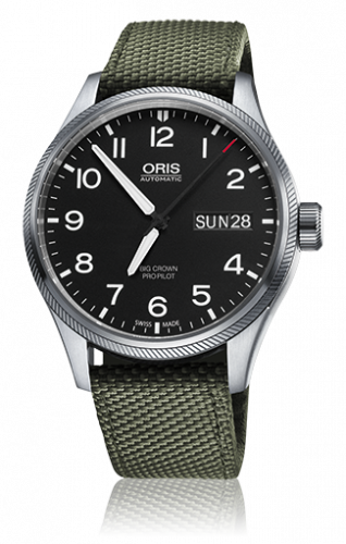 Oris Big Crown ProPilot Day Date Black / Green Textile 01 752 7698 4164-07 5 22 14FC