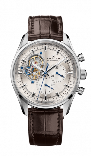 Zenith El Primero Chronomaster Open Stainless Steel / Silver/ Alligator 03.2040.4061/01.C494