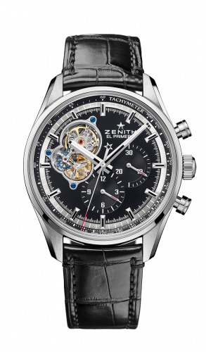 Zenith El Primero Chronomaster Open Stainless Steel / Black / Alligator 03.2040.4061/21.C496