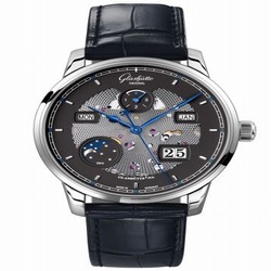 Glashutte Original Senator Excellence Perpetual Calendar White Gold / Black-Skeleton/ Alligator / Folding 1-36-02-03-04-50