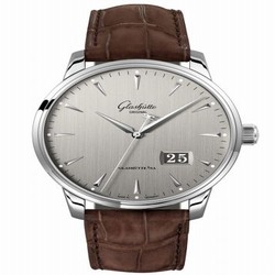 Glashutte Original Senator Excellence Panorama Date Stainless Steel / Grey / Alligator / Pin 1-36-03-03-02-02
