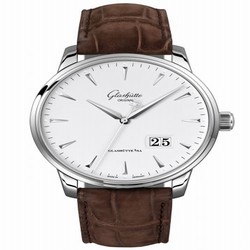 Glashutte Original Senator Excellence Panorama Date Stainless Steel / Silver / Alligator / Folding 1-36-03-05-02-31