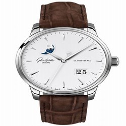 Glashutte Original Senator Excellence Panorama Date Moonphase Stainless Steel / Silver / Alligator / Folding 1-36-04-05-02-31