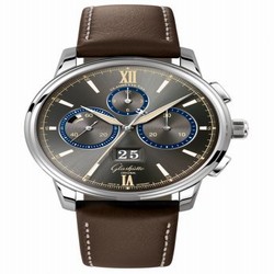 Glashutte Original Senator Chronograph Panorama Date Capital Edition Stainless Steel / Grey / Calf / Folding 1-37-01-04-02-35
