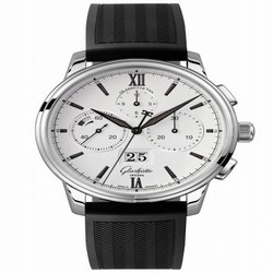 Glashutte Original Senator Chronograph Panorama Date Stainless Steel / Silver / Rubber / Folding 1-37-01-05-02-33