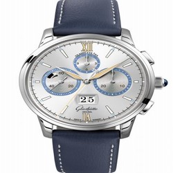 Glashutte Original Senator Chronograph Panorama Date Capital Edition Platinum / Silver / Calf / Folding 1-37-01-06-03-55