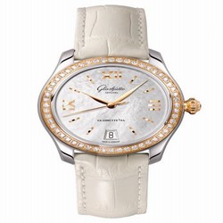 Glashutte Original Lady Serenade Stainless Steel / Rose Gold / Diamond / MOP / Alligator / Pin 1-39-22-09-16-44