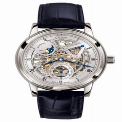 Glashutte Original Senator Moon Phase White Gold / Skeleton / Alligator / Folding 1-49-13-15-04-50