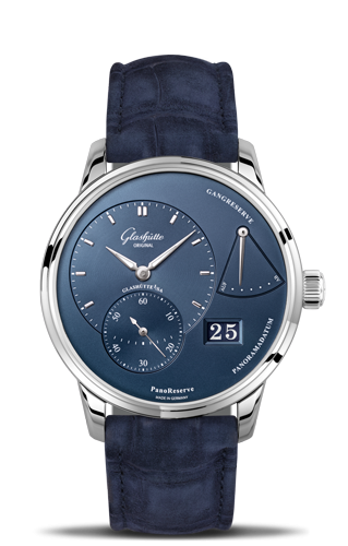 Glashutte Original PanoReserve Stainless Steel / Blue . Alligator / Folding 1-65-01-26-12-30