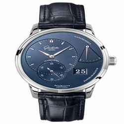 Glashutte Original PanoReserve Stainless Steel / Blue / Alligator / Folding 1-65-01-26-12-55