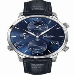 Glashutte Original Senator Cosmopolite Stainless Steel / Blue / Alligator / Pin 1-89-02-05-02-01