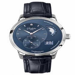 Glashutte Original PanoMatic Lunar Stainless Steel / Blue / Alligator / Pin 1-90-02-46-32-01