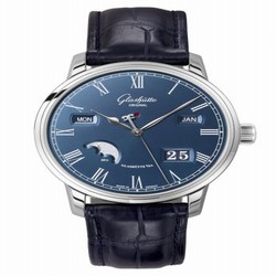 Glashutte Original Senator Perpetual Calendar Stainless Steel / Blue / Alligator / Folding 100-02-07-12-50