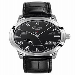 Glashutte Original Senator Perpetual Calendar Stainless Steel / Black / Alligator / Pin 100-02-25-12-01