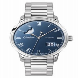 Glashutte Original Senator Panorama Date Moonphase Stainless Steel / Blue / Bracelet 100-04-05-12-70