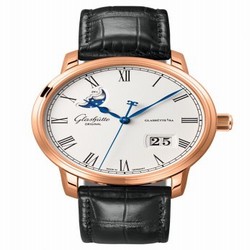 Glashutte Original Senator Panorama Date Moon Phase Red Gold / Silver / Alligator / Folding 100-04-32-15-50