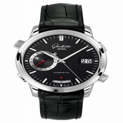 Glashutte Original Senator Diary Stainless Steel / Black / Alligator / Folding 100-13-02-02-50