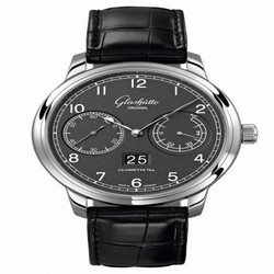 Glashutte Original Senator Observer Stainless Steel / Grey / Alligator / Folding 100-14-02-02-04