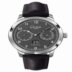 Glashutte Original Senator Observer Stainless Steel / Grey / Calf / Folding 100-14-02-02-05