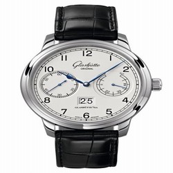 Glashutte Original Senator Observer Stainless Steel / Silver / Alligator / Folding 100-14-05-02-50