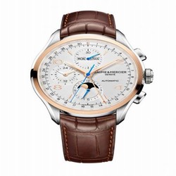 Baume & Mercier Clifton Chronograph Complete Calendar Stainless Steel / Red Gold / Silver / Strap 10280