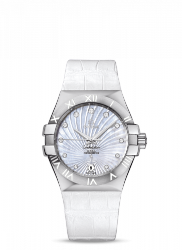 Omega Constellation Co-Axial 35 Stainless Steel / MOP Supernova / Alligator 123.13.35.20.55.001