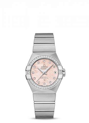 Omega Constellation Co-Axial 27 Brushed Stainless Steel / Diamond / Pink MOP 123.15.27.20.57.002