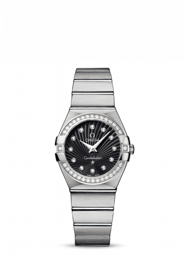 Omega Constellation Quartz 27 Brushed Stainless Steel / Diamond / Black Supernova 123.15.27.60.51.001