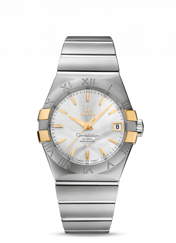 Omega Constellation Co-Axial 38 Stainless Steel / Yellow Gold Claws / Silver 123.20.38.21.02.005