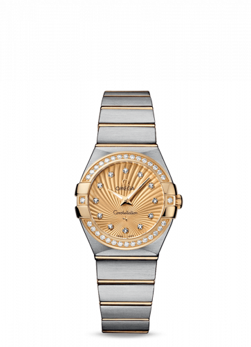Omega Constellation Quartz 27 Brushed Stainless Steel / Yellow Gold / Diamond / Champagne Supernova 123.25.27.60.58.001