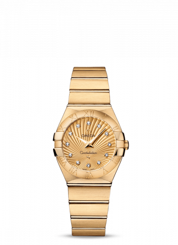 Omega Constellation Quartz 27 Brushed Yellow Gold / Champagne Supernova 123.50.27.60.58.001