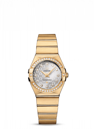 Omega Constellation Quartz 27 Brushed Yellow Gold / Diamond / Silver Omega 123.55.27.60.52.002