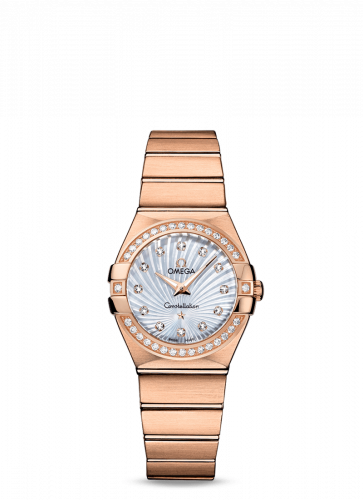 Omega Constellation Quartz 27 Brushed Red Gold / Diamond Bezel / MOP Supernova 123.55.27.60.55.001