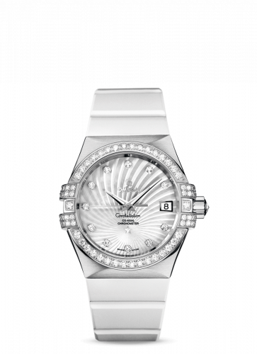 Omega Constellation Co-Axial 35 White Gold / Diamond / MOP Supernova / Rubber 123.57.35.20.55.005