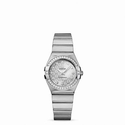 Omega Constellation Quartz 27 Brushed Stainless Steel / Diamond / Silver Omega 123.15.27.60.52.001