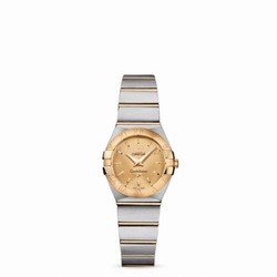 Omega Constellation Quartz 24 Brushed Stainless Steel / Yellow Gold / Champagne 123.20.24.60.08.001