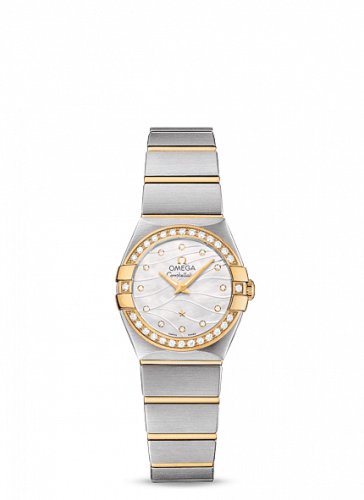 Omega Constellation Quartz 24 Brushed Stainless Steel / Yellow Gold / Diamond / Wavy MOP 123.25.24.60.55.011