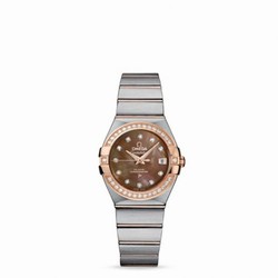 Omega Constellation Co-Axial 27 Brushed Stainless Steel / Red Gold / Diamond / Brown MOP 123.25.27.20.57.001