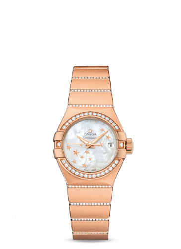 Omega Constellation Co-Axial 27 Brushed Red Gold / Diamond / MOP Stars 123.55.27.20.05.004