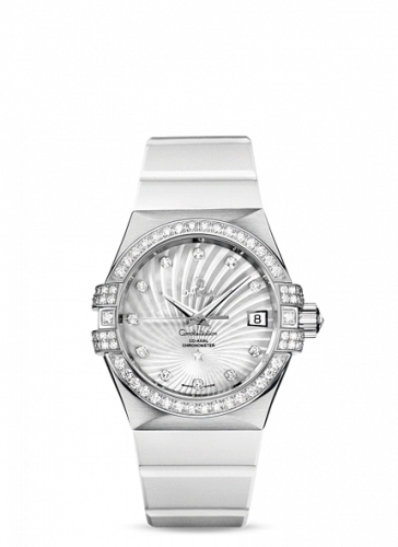 Omega Constellation Co-Axial 35 White Gold / Diamond / MOP Supernova / Rubber 123.58.35.20.99.001