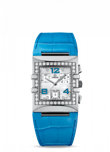 Omega Constellation Quadra Quartz 28 Chronograph Stainless Steel / Diamond / MOP/ Alligator 1847.76.61