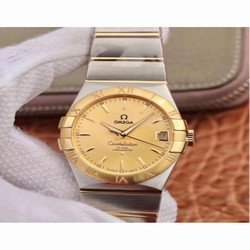 Omega Constellation 123.20.38.21.58.001 38MM 3S Stainless Steel & Yellow Gold Champagne 