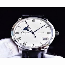 Glashutte Senator Panorama Date Moon Phase 100-04-32-12-04 GF Stainless Steel White 