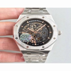 Audemars Piguet Royal Oak Double Balance Wheel Openworked 15407 JF Stainless Steel Black Skeleton 