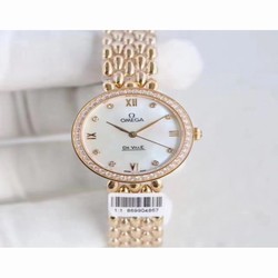 Omega De Ville Dewdrop 424.55.27.60.55.006 XF Yellow Gold & Diamonds Mother Of Pearl 