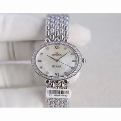 Omega De Ville Dewdrop 424.55.27.60.55.004 XF Stainless Steel & Diamonds Mother Of Pearl 