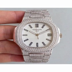 Patek Philippe Nautilus Jumbo 5719/10G-010 MK Stainless Steel & Diamonds White 