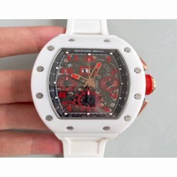 Richard Mille RM011-FM Felipe Massa Flyback Dubai Chronograph KV White Ceramic Black & Red Skeleton 