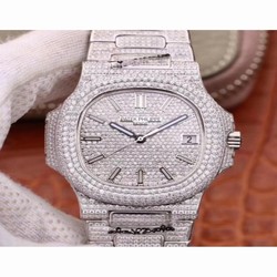 Patek Philippe Nautilus Jumbo 5719/10G-010 DM Stainless Steel & Diamonds Diamond 