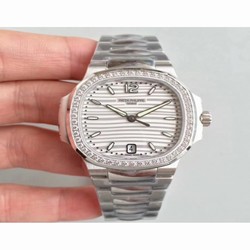Patek Philippe Nautilus Ladies 7018/1A-001 PF Stainless Steel & Diamonds White 